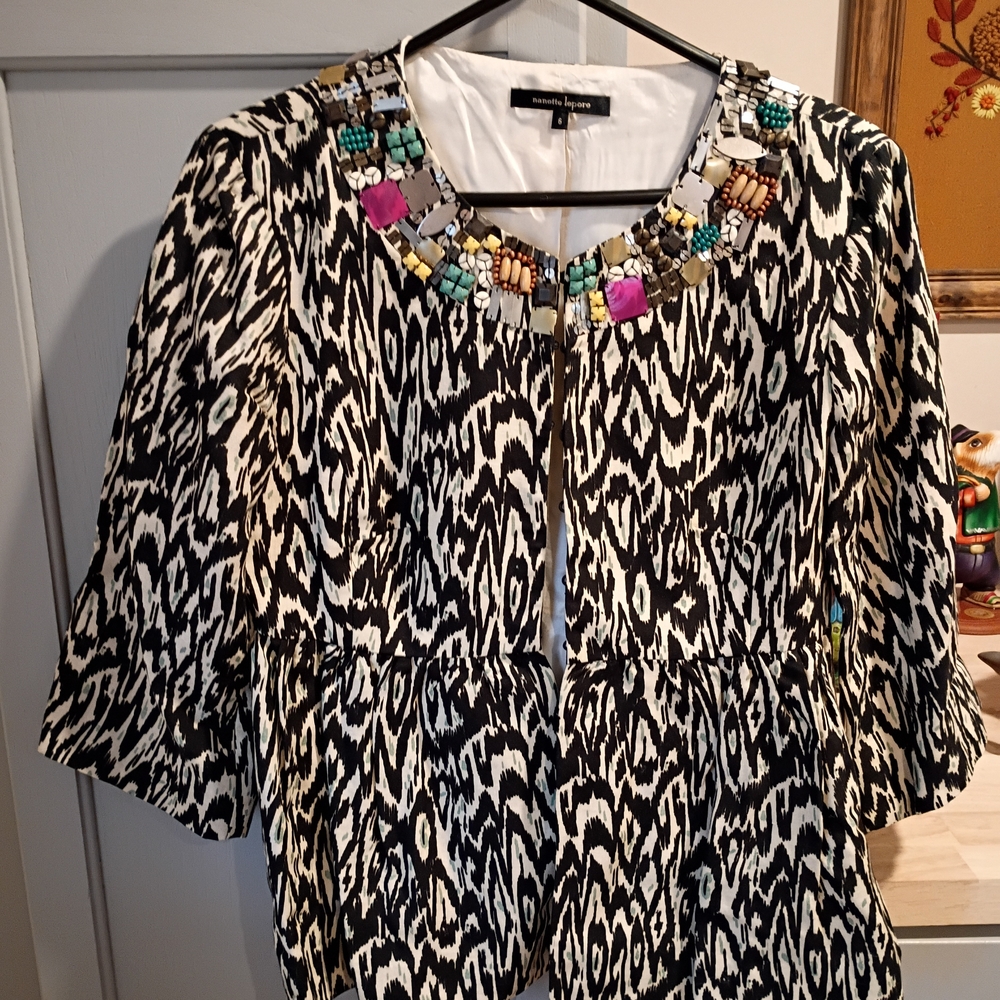 Nanette Lepore Black and White Patterned Blazer